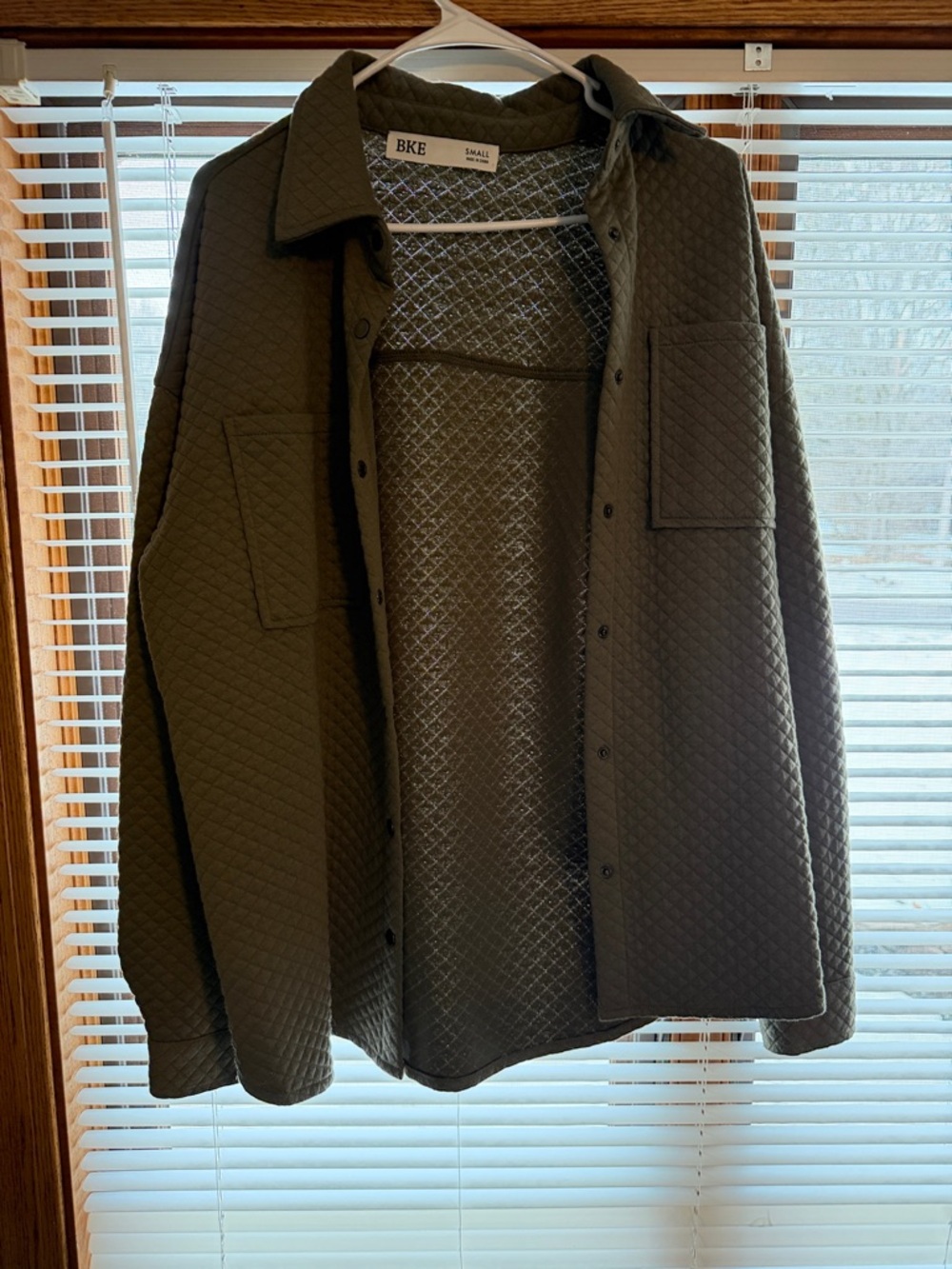 BKE Quilted Olive Lightweight Shirt Jacket